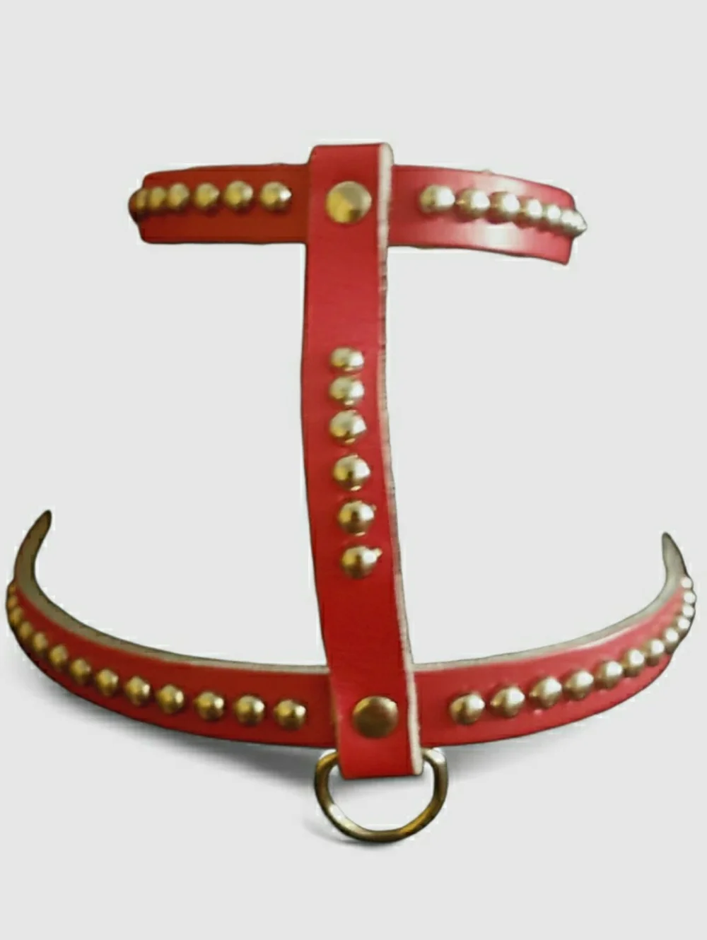 Red Studded Leather Pet Harness Collar -14
